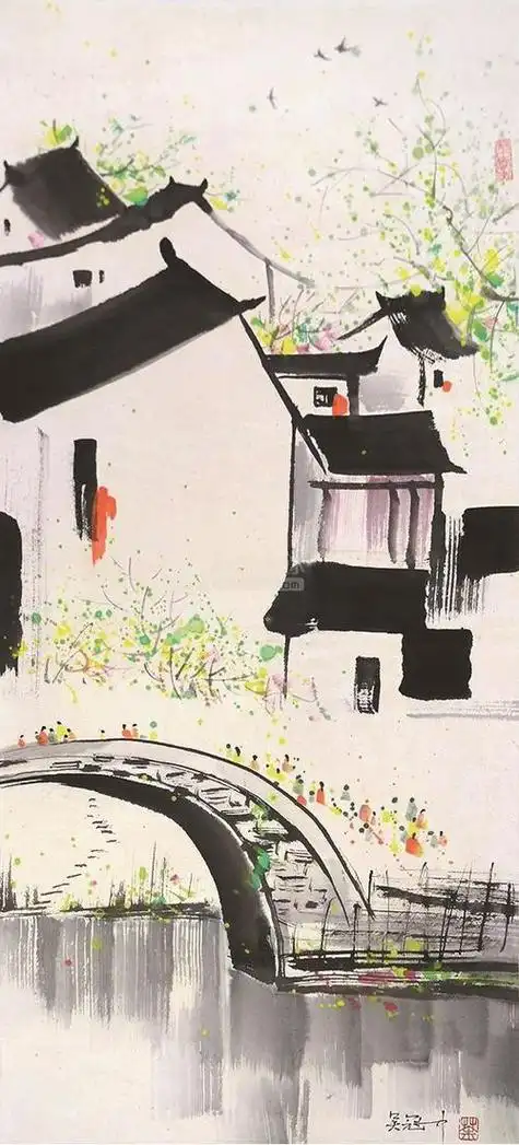 江南水乡水墨画江南水乡水墨画高清图