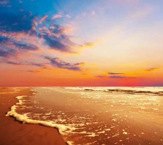 风景,海滩,大海,唯美,天空,风景,晚霞,金色海滩壁纸