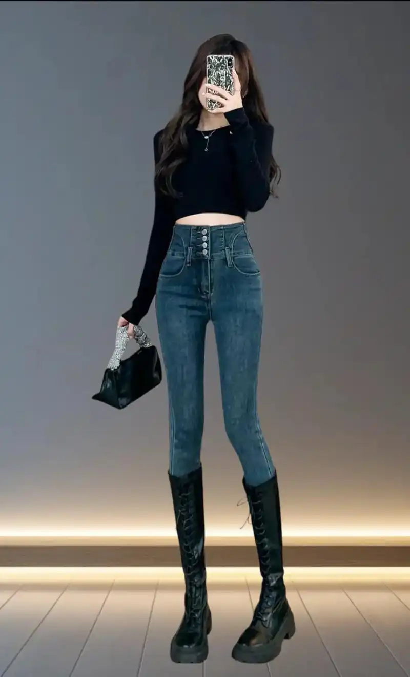 秋冬时尚秘籍,就在这条加绒小脚牛仔裤!