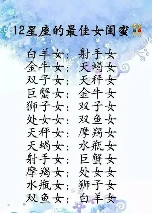 12星座的最佳女闺蜜12星座突然怦然心动是因为什么