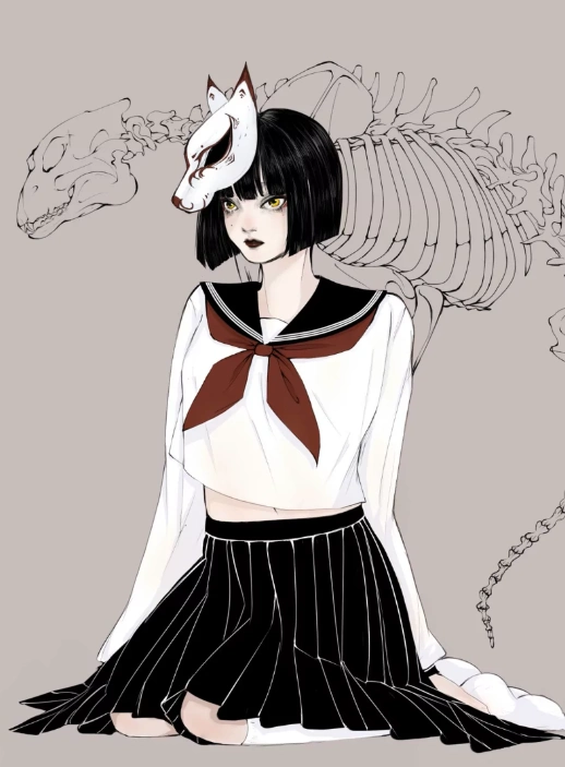 动漫面具少女,一个面具能够挡住你的容貌,却挡不住你的美丽