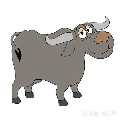 可爱的卡通水牛在白色背景上为孩子们打印t恤彩色书有趣和友好的性格