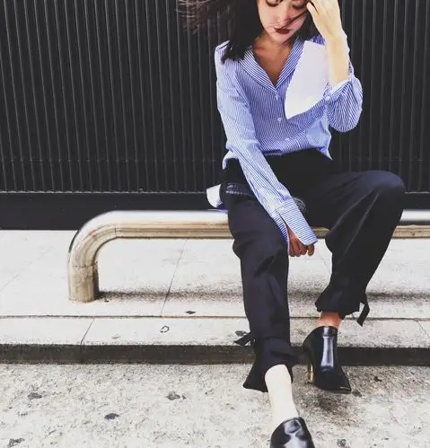 初秋就要这样搭配衬衫 小脚裤,出游约会都迷人