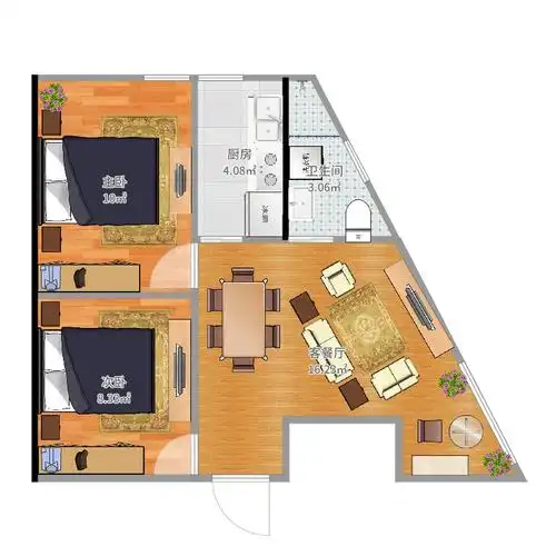 不规则小户型怎么设计成两室