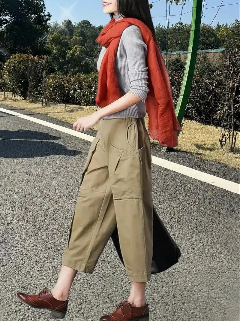 新款上市,春夏休闲大码萝卜裤,宽松版型,高腰遮肉显瘦