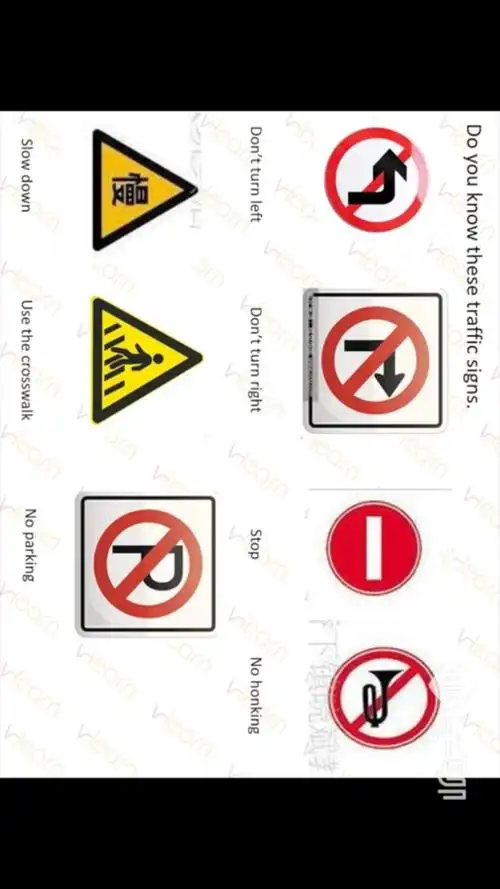 traffic signs m:look those are the traffic signs, do youknow