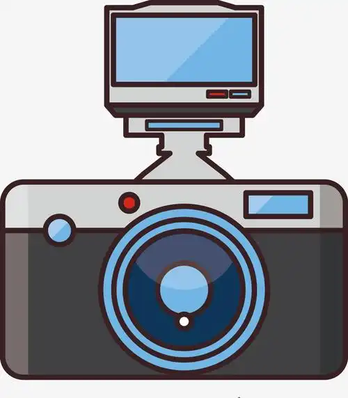 蓝色卡通相机闪光灯免抠素材