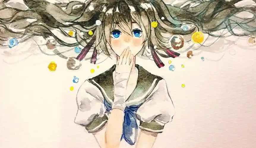 水彩lofter bt-手绘 阿假 日绘 画 动漫二次元 水手服