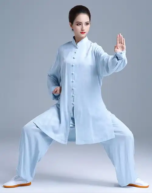 武极堂行云堂垂弹仙逸绸太极服女新款飘逸棉绸男夏季薄款太极拳练功服