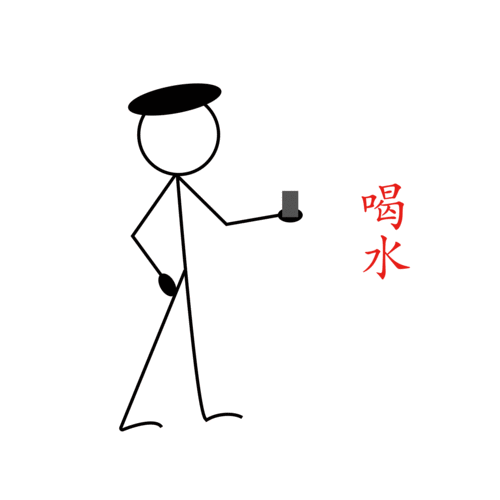 火柴人喝水的简笔画