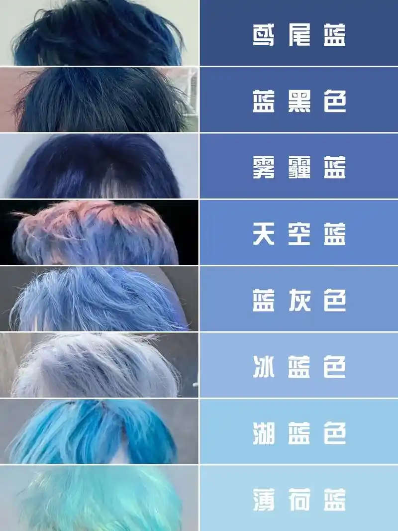 流行显白蓝色系发色分享97潮男染发必备.2023男生高级感流 - 抖音