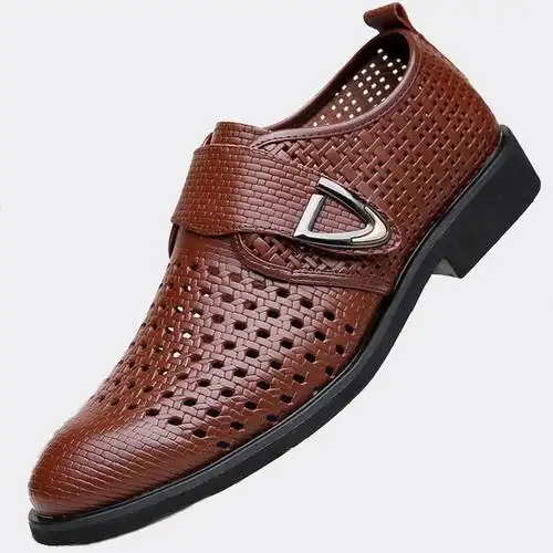 真皮凉鞋男士皮鞋镂空透气洞洞夏季商务务正洞洞鞋