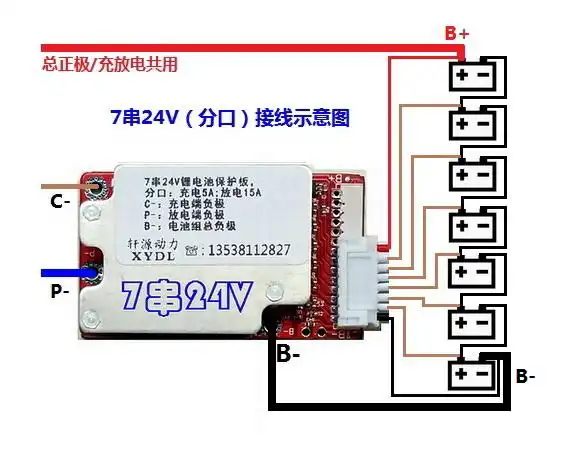 13串48v,10串36v,7串24v,充放电分口15a电动自行车锂电池组保护板
