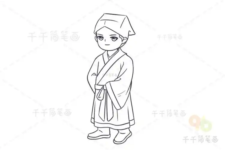 卡通古代小孩人物简笔画古代民间小孩简笔画古代读书的小男孩简笔画