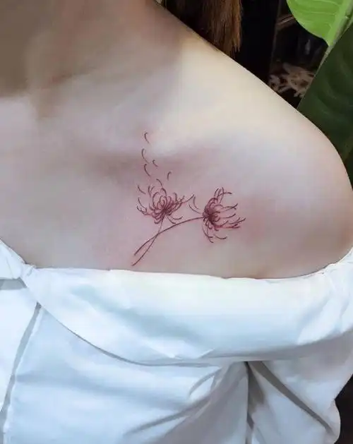 彼岸花纹身图片_胸部新传统纹身图案