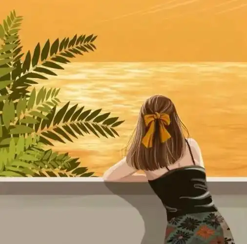 背影女生手绘头像