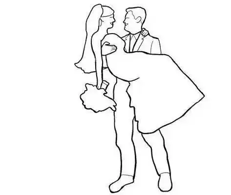 情侣婚纱男女简笔画