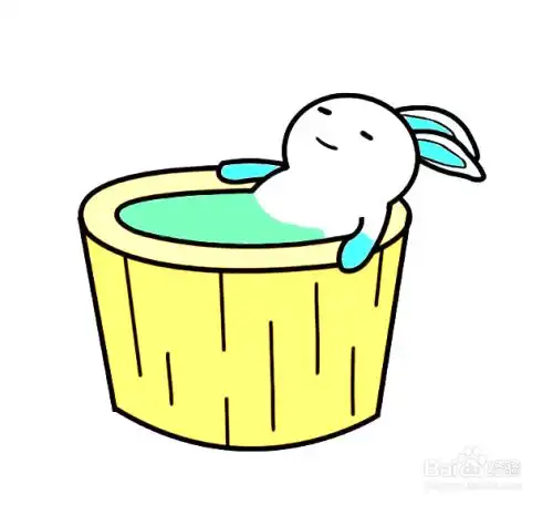 如何手工画洗澡的兔子简笔画?