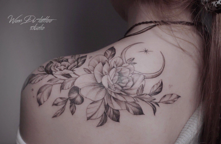 山茶花纹身图案女 适合女生纹的山茶花设计(6/7)-纹身图片网