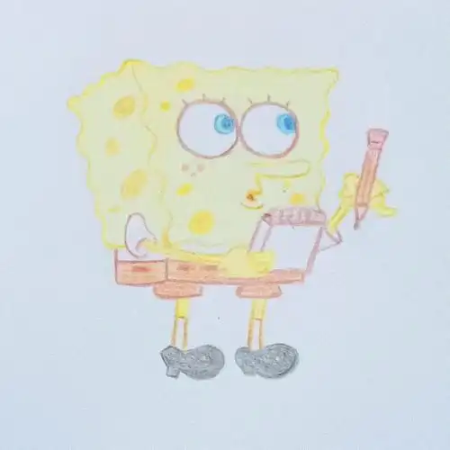 彩铅画海绵宝宝get