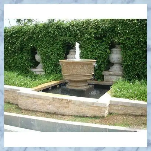 艺秀小区花园喷泉水景定制石雕小品 石材花盆 小型石雕喷泉