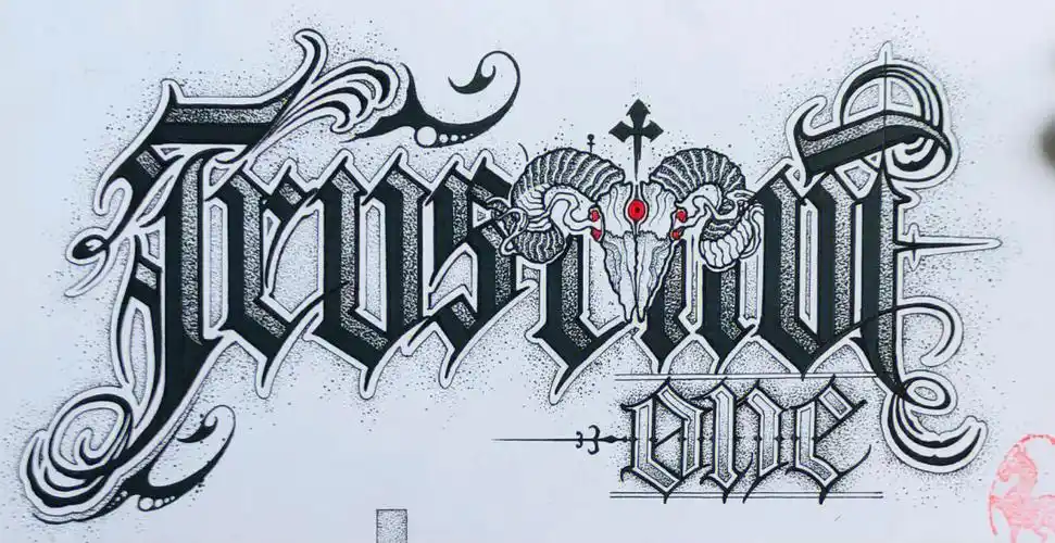 暗黑花体字设计羊头奇卡诺