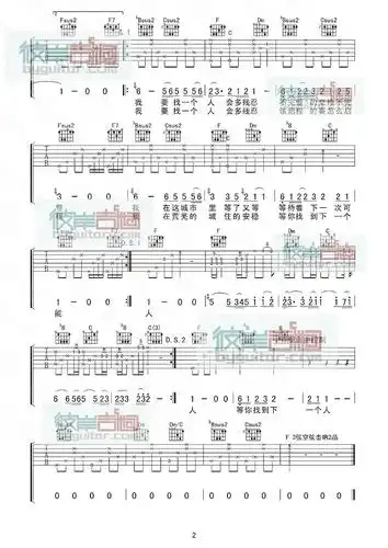 《一个人一座城》吉他谱