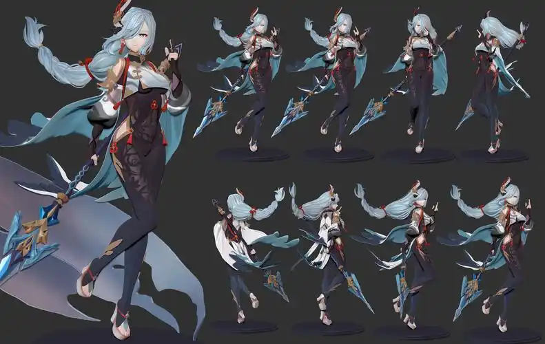 原神游戏妹子角色申鹤手办雕像 3d打印模型图纸白模定制stl文件