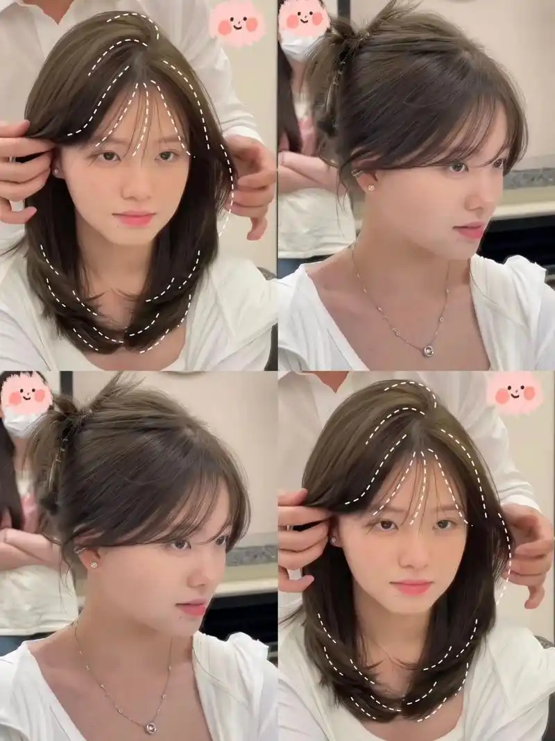 适合方圆脸女生的修颜小八字刘海～可扎可披 一款扎发也很好看的小