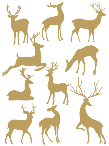 梅花鹿小鹿奔跑的鹿中国风手绘矢量剪影