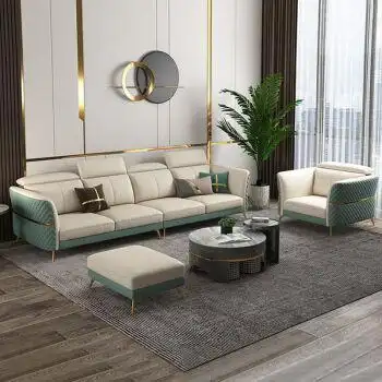沙发组合客厅小户型现代轻奢三人位头层沙发2021新款三人贵妃单人脚踏