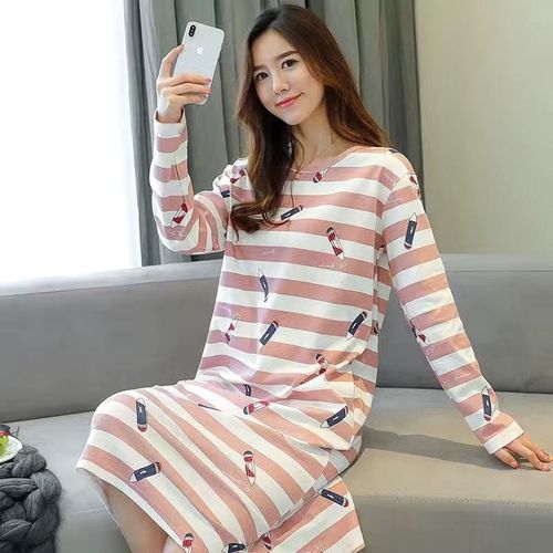 ai新款睡衣睡裙秋冬季中长长袖连衣裙可爱韩版睡裙