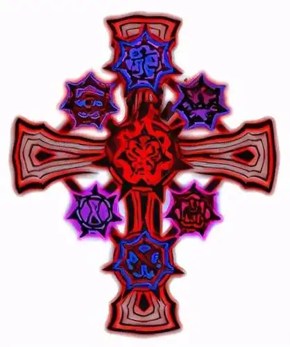 这是最后阶段中出现的十字架,7个标志象征着七宗罪
