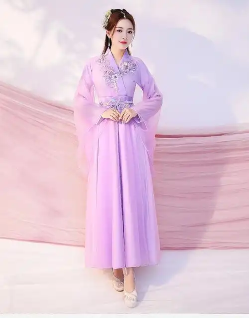 汉服女襦裙仙女粉色交领齐腰长裙仙气古风大广袖古装演出服装春夏