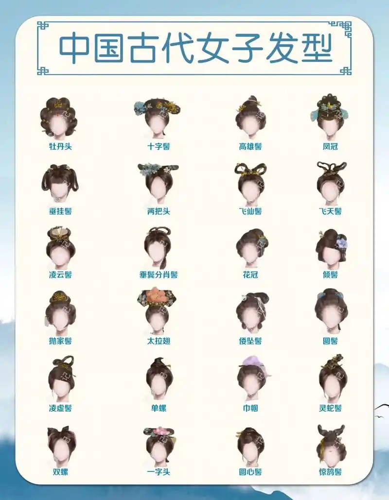 汉服必看7515中国古代女子发型合集,美不胜收73