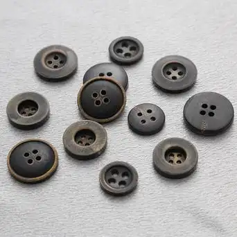 高档天然牛角烧黑纽扣 复古风纽扣 外套风衣毛呢大衣简约装饰纽扣