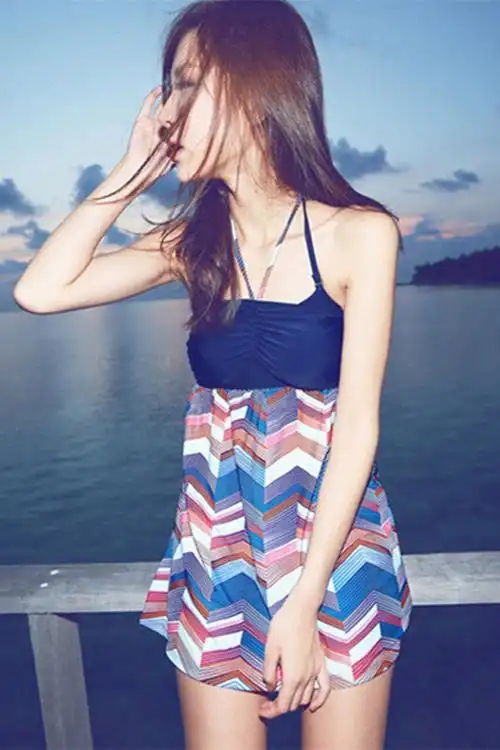 韩版比基尼三件套泳衣裙