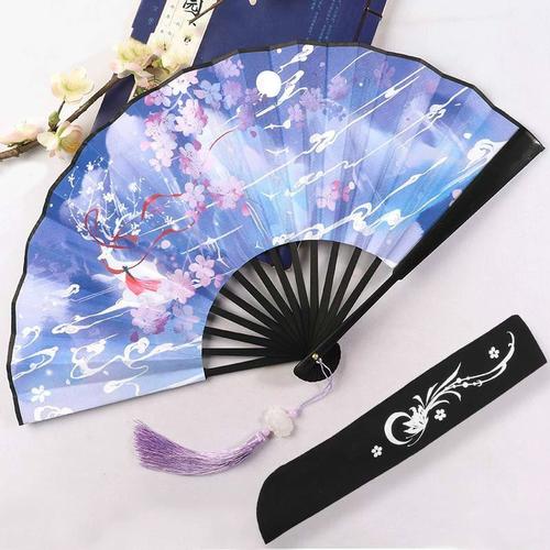 网红古代古装国风扇子男古风国潮道具仙气折扇绢布汉服易开合女生