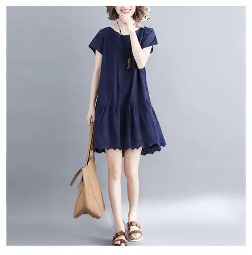 优衣·库联名同款胖妹妹大码女装夏装微胖mm遮腹肚子显瘦连衣裙洋气