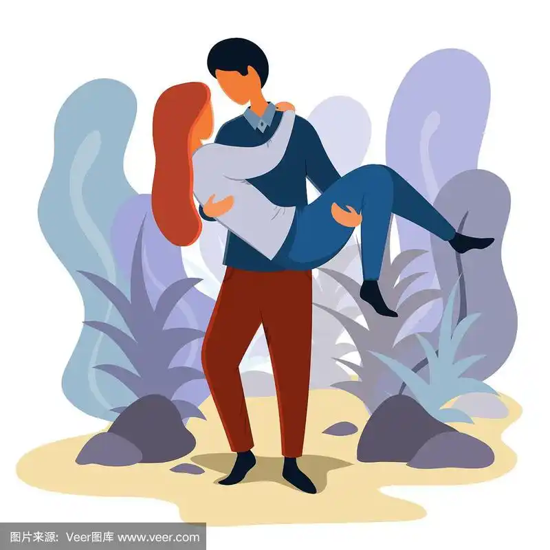 一个年轻的男人把一个年轻的女人抱在怀里.