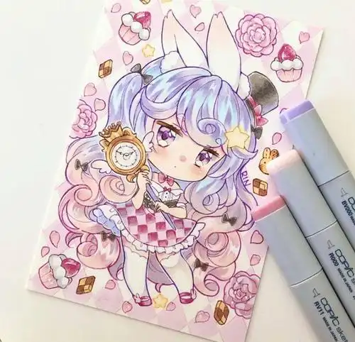 马克笔q版 | 小白也能临摹的简单动漫人物手绘素材