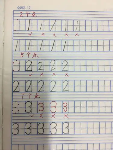 老师教我们用描点法规范书写数字,这样既能写满格,又能让笔画圆润