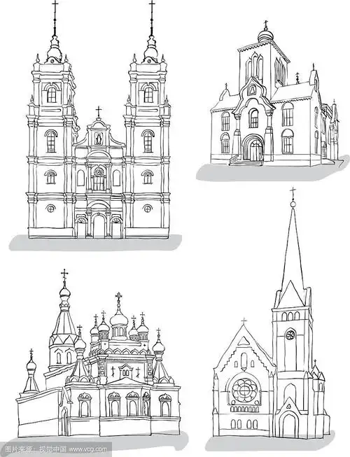 一组教堂的草图