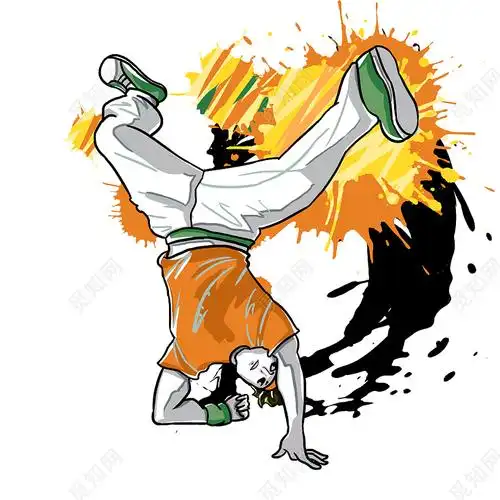 舞蹈人物元素卡通漫画风格街舞潮街头地板动作经典png素材