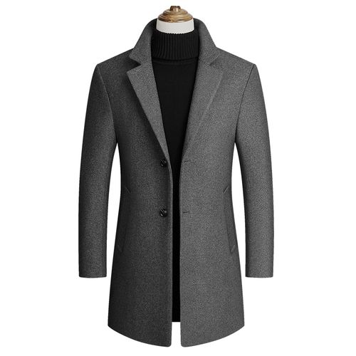 秋冬季风衣男士羊毛呢子大衣男中长款英伦毛呢外套韩版修身立领潮