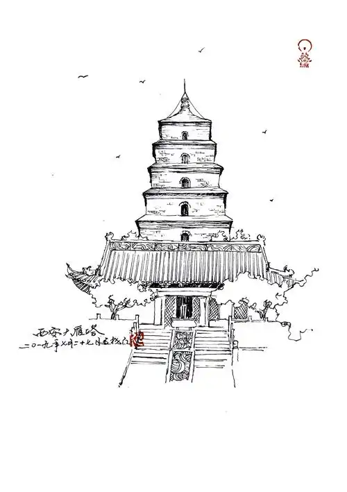 陕西古塔手绘系列之一