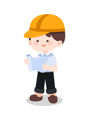 卡通可爱工人建筑师人物ip设计素材