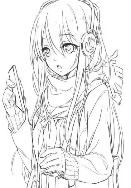 二次元手绘少女简笔画