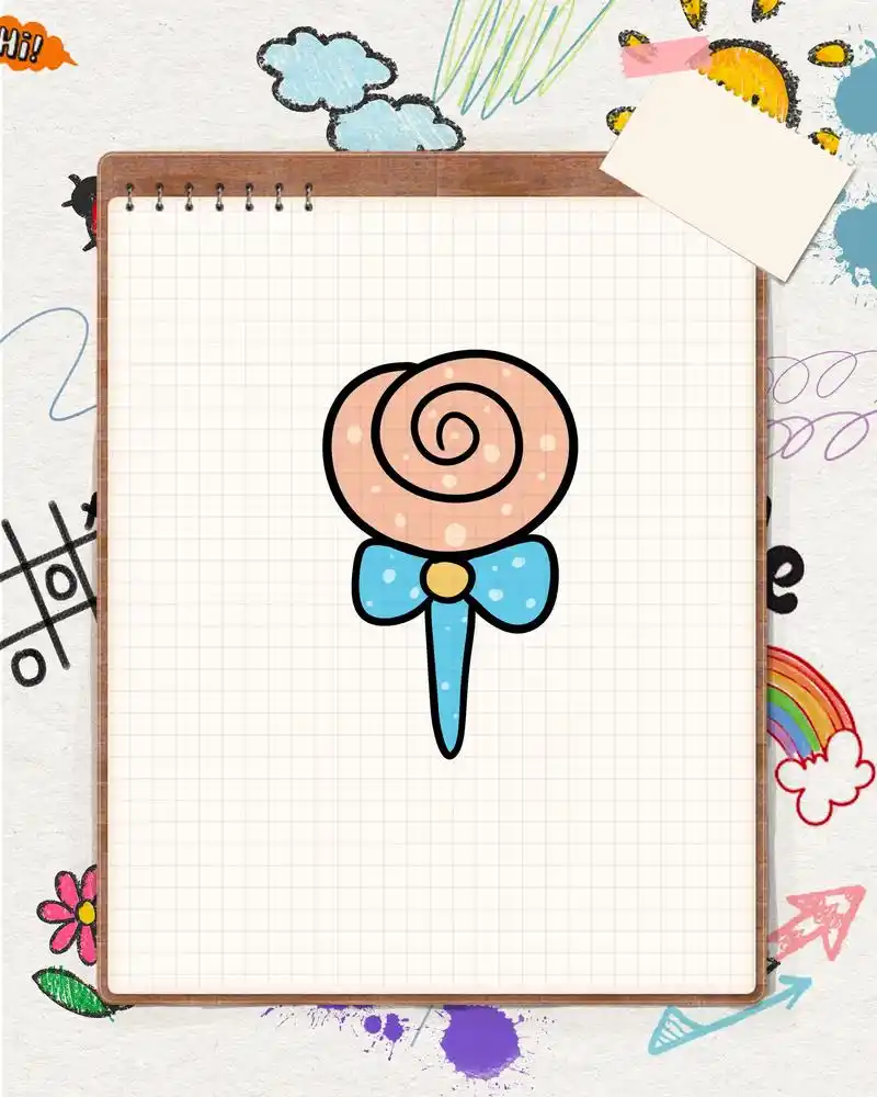 4步画棒棒糖97,快来一起画.#简笔画 #儿童画 #画画 # - 抖音