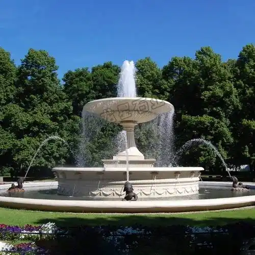 好看的石材水景喷泉图片埃及米黄石雕喷泉